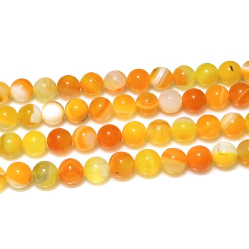 MJDCB Natural Stone Beads Orange Stripe Agate Round Loose Beads for Jewelry Making DIY Bracelet Necklace (12mm)