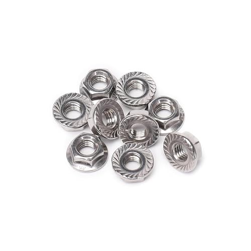 Qxskslh 10 Pieces 3/8-16 Flange Nuts, 3/8-16 Serrated Hex Flange Lock Nuts, 304 Stainless Steel,Plain Finish thumb #1