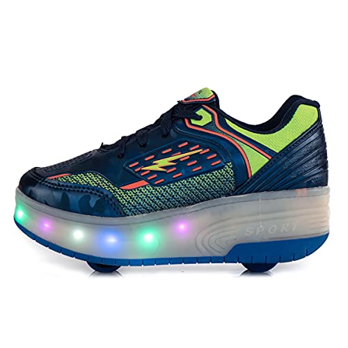Tênis Infantil Masculino de Led Com 2 Rodinhas - MP1721 - AS145 Cor:Azul Marinho Sport;Tamanho:33
