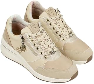 Anekke - Zapatillas Mujer - Talla 37 - Zapatillas Mujer Casual - Color Beige - Cordones Ajustables y Cremallera Lateral - ...