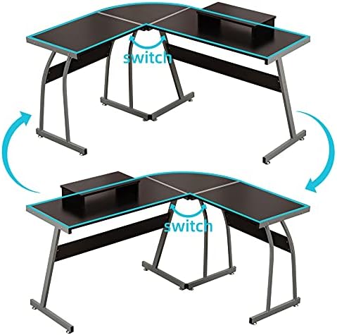 dosleeps L Shaped 58" Computer Corner Desk, Free Monitor Stand, Home Gaming Desk, Office Writing Workstation 148x112x74cm