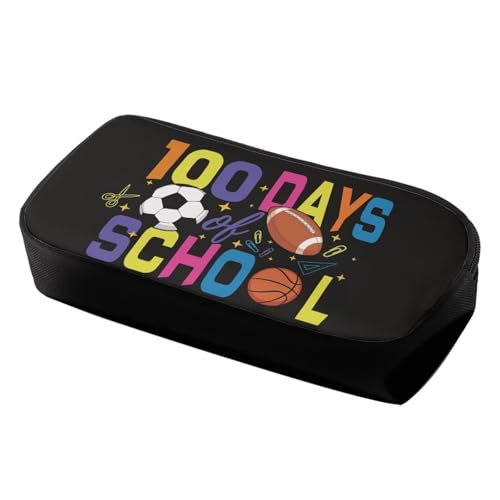 Image of Small Pencil Case Balls Sport Print Pencil Case Holder Box Storage Bag Kids Desk Organizer for School Girls Boys 100 Day of School Theme
