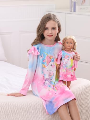 Bow Dream Cute Girls Dress Kids Clothes and Matching American Girl Doll Clothes for Girls Pink Horse2