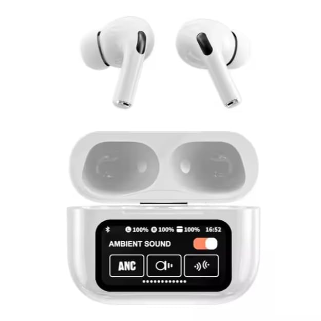Image of Smart TWS Earbuds ANC Smart Touch Display Active Noise Cancellation Type-C Fast Charging True Wireless Buds Transparency Mode EQ Mode (White)