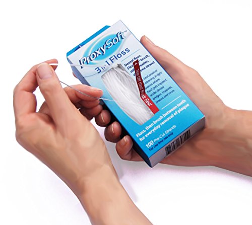 Proxysoft 3 in 1 Floss - 100 vorgeschnittene Stränge (Zahnseide, Flex-Garnpinsel, steifer Einfädler in einem Strang) 6er-Pack – Bild 3