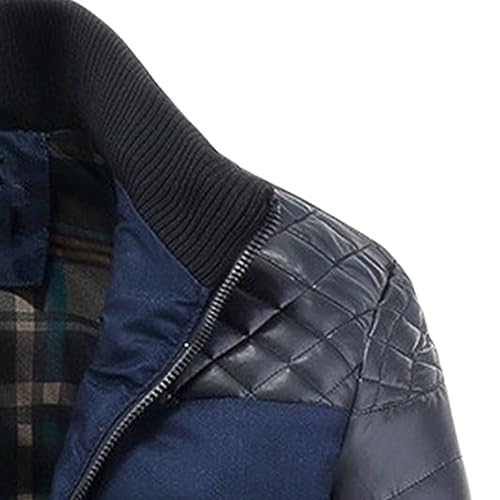 Veste matelassée en patchwork à losanges hommes blouson d'hiver doublé coton - 2