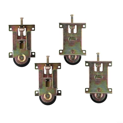 Gabinetes puertas correderas poleas muebles rueda hardware hierro dorado plástico leva rodillo para armario de cocina almacenamiento ahorro de espacio (4 piezas)