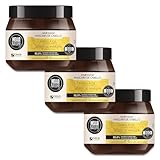 P-Beauty Naturkosmetik Haarmaske mit Marula Öl - Haarkur für Tiefenpflege, Anti-Frizz & Glanz - Feuchtigkeits Maske für Intensivpflege & Tiefenreparatur - Haarpflege Kur - Ohne Silikone (3x250ml)