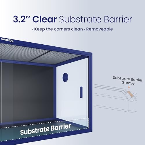 Image of Phailozoo 120 Gallon Reptile Tank for Bearded Dragon, Snake, Adult Reptile | Colorful & Stackable Indoor 4x2x2 Reptile Enclosure Furnish a Playful House, Dual Grommets for Wide Wire Use