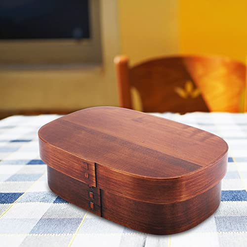 Aumotop Caja de Madera Natural con Separador Extraíble, Contenedor de Almuerzo con Superficie Lisa y Pulida para Almuerzo Trabajo y Picnic (18 * 12 * 5,5 cm/3)