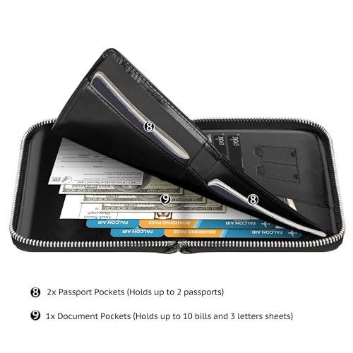 Passport Wallet, Passport Holder for Travel Family, Ultra Large Storage up to 3 Pockets. RFID Passport Cover Case with Zipper Closure4