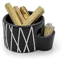Bursera Onyx Ceramic Bowl, Tree Planted with Every Order, Decorative Bowl with Side Slot for Matches, Smudging Burn Bowl for Sage, Palo Santo, Matchstick Holder, Form for Candles