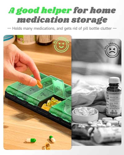 Image of Extra Large Pill Organizer 2 Times a Day, XL 7 Day Pill Box AM PM, Jumbo Weekly Pill Case, Daily Night Oversized Medicine Organizer, Vitamin Holder, Big Pill Container, Twice a Day Pill Organizer | Easy-Open,High-Capacity,Easy-Open,Senior-Friendly,AM /PM,Weekly-Tracking,BPA-Free,Long-Lasting