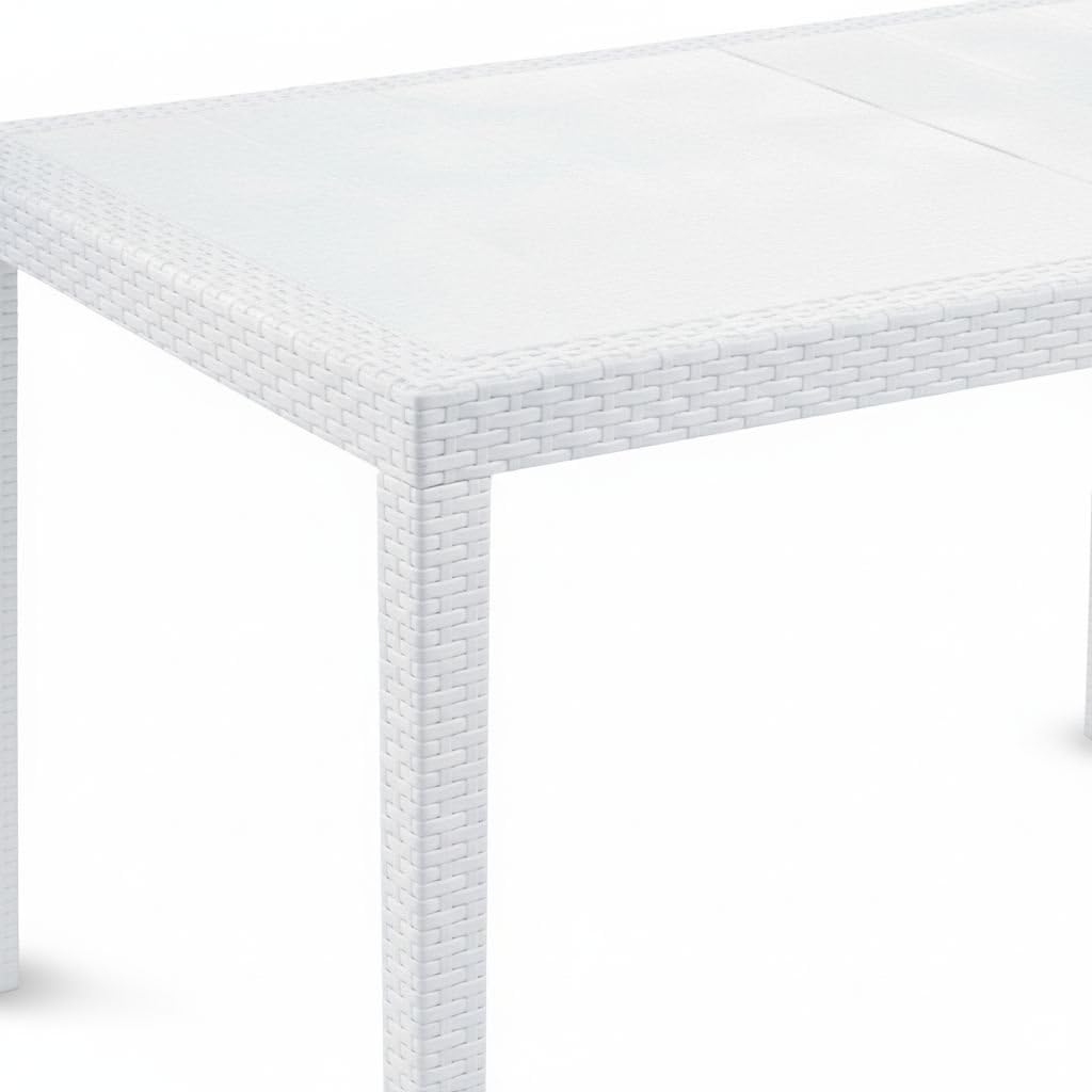 Dmora Aregua - Tavolo da Esterno 10 Posti, Meccanismo Estensione Allunga Centrale: 150x90x72h cm, Bianco