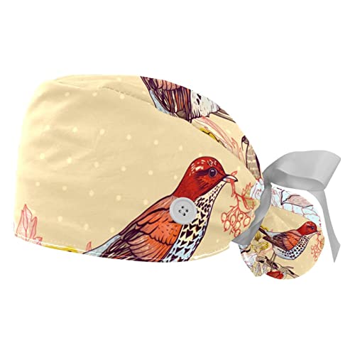 Casquettes de travail JDEZ oiseau et roses : confort anti-transpirant