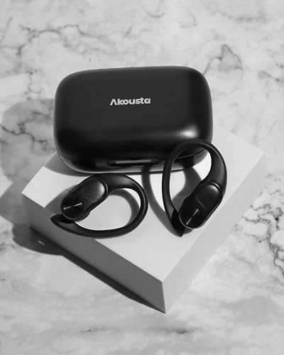 AKOUSTA Écouteurs sans Fil, Circum-auriculaire, Over Ear, appels Mains Libres, 80 Heures autonomie, étanche IPX7, contrôle Tactile, Noir