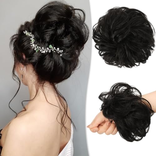 Image of Messy Bun Hair Piece synthetic Hair, Curly Hair Extensions synthetic Hair Scrunchies Hair Bun Hair bun extensions for Women Girls Ponytail curly messy bun