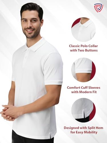 Image of Lux Cozi Men's Cotton Solid Polo Tshirt | Collar Tshirts | Half Sleeves | Stylish & Premium All Day Wear | Pack of 1
