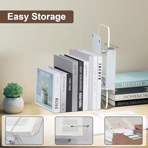 Miniatura 3 de Foyucool Atril Para Libros Acrílico Con Base Giratoria 360 , Soporte Plegable Y Altura Ajustable Con Clips Giratorios De 90 Para Partituras, Libros Y Tablets
