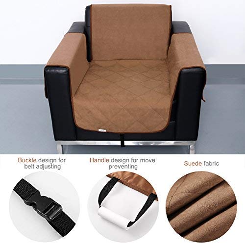 UEETEK One-Seat Sofa Slipcover Waterproof Pets Dog Cat Sofa Chair Cover Furniture Protector (Khaki) - Image 3