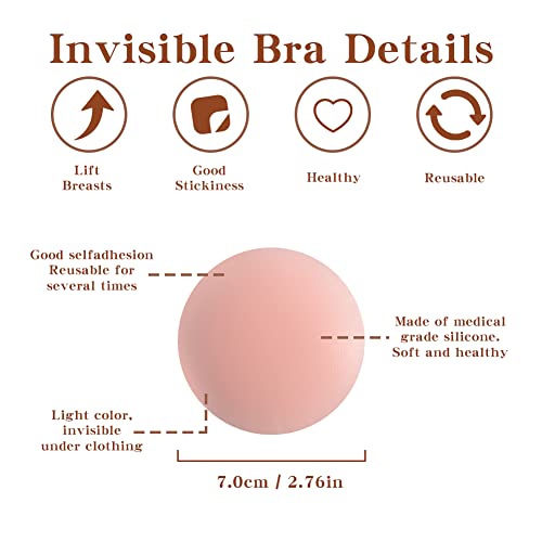 Zxbaers 2 Pairs Super Sticky Push Up Bras With 2 Pcs Nipple Covers, Breathable Reusable Silicone Strapless Backless Breast Lift Bras For Women,Adhesive Invisible Wedding Dresses Black #TOP5