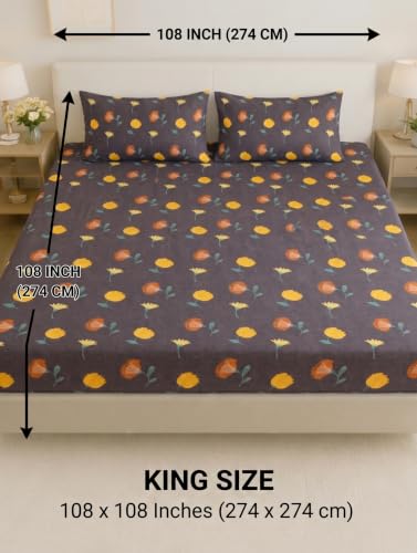 Image of Mafatlal King Size Bedsheet with 2 Pillow Covers (274 x 274 cm) | 140 GSM Microfiber | Soft, Breathable & Fade Resistant| Easy Care | Classic Black