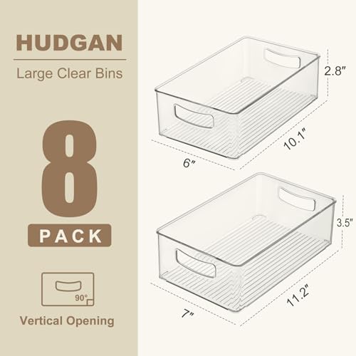 Hudgan-Clear-Storage-Bins-8-Packs-for-Refrigerator-4-Large-Stackable-Pantry-Organizer-Bins-and-4-Medium-Storage-Plastic-Containers-for-Home-Edit-Kitchen-Freezer-Bathroom-Drawers-Shelves