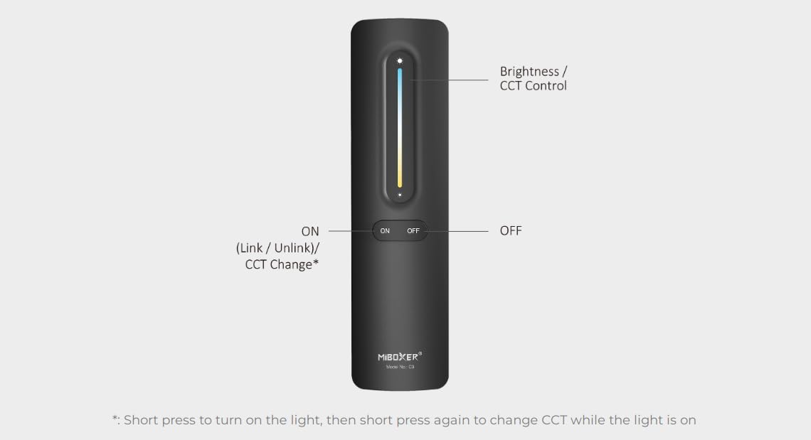 LIGHTEU®, Miboxer 2.4GHz RF Color Temperature Dim Brightness Remote for Miboxer CCT LED controller and lamps C3 - Image 2