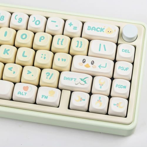 Image of MOA Profile PBT Keycap Set, Yellow White Custom Keycaps, Dye-Sublimation Cute Duck Keycaps Suitable for Most 65% 75% 100% Gateron Cherry MX Switches Mechanical Keyboard