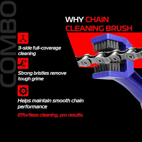 Image of Vista Auto Care Chain Care Combo | Chain Kleen + Chain Lube + Brush | Premium Bike Chain Cleaner & Lubricant Kit | Removes Tough Grease | Prevents Rust | Enhances Chain Life (Chain Care Combo Macro)