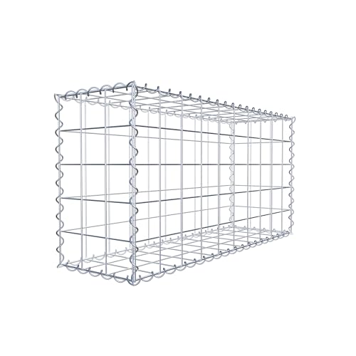 GABIONA Gavión de piedra angular, malla 10 x 10 cm, profundidad 30 cm, cierre en espiral, galvanizado (100 x 50 x 30 cm)