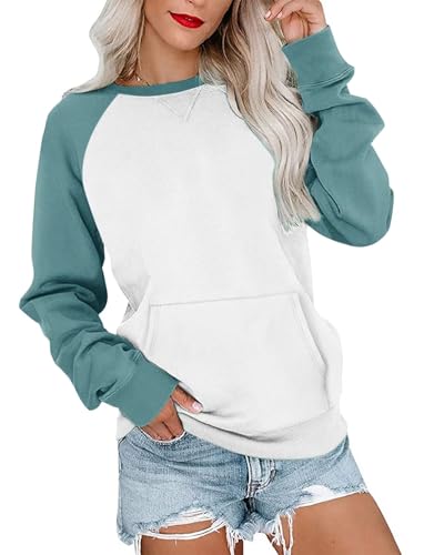 Image of Ovanviso Womens Long Sleeve Sweatshirt Casual Crewneck Cute Pullover Tops Lightweight Sweatshirt with Pocket