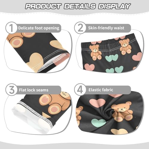 Cute Bear Heart Girls Leggings Soft Stretch Workout Yoga Dance Pants for Kids Casual Tights3