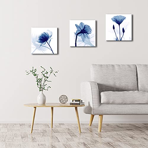 Wieco Art Blue Abstract Flowers 3 Panels Giclee Canvas Prints Wall Art Modern Pictures Artwork for Living Room Bedroom and Home Decorations by Wieco Art - Used condition - Image 5
