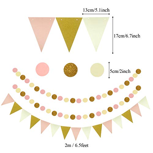 image for ZERODECO Party Decoration, 21 Pcs Pink Hanging Paper Fans, Pom Poms Fl