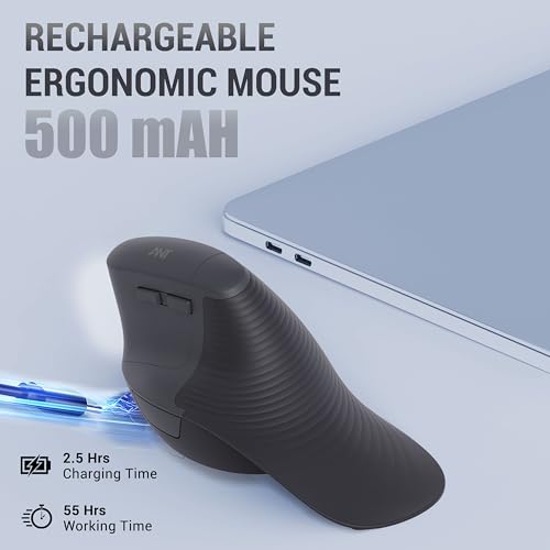 Image of Ant PC M200 Vertical Wireless Mice, Wireless Ergonomic Design, Rechargeable,5 Adjustable DPI, Silent 2.4GHz Optical Tunnel, USB Wireless Mouse for Laptop, PC Black