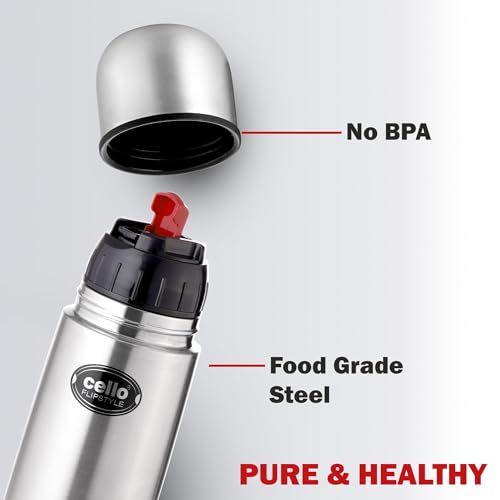 CELLO Flipstyle 1000 ml Silver Water Bottle - Image 6