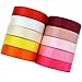 5/8 Inch Wide Solid Color Double Sided Polyester Satin Ribbon 20 Colors X 2 Yard Each Total 40 Yds Per Package