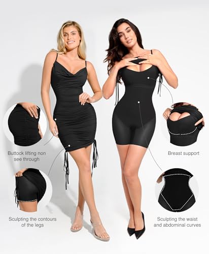 Popilush Corset Dress - Summer Club Outfits for Women Built in Bra Shapewear Drawstring Adjustable Ruched Mini Dresses2