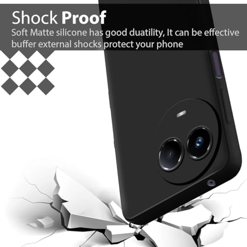 Image of for Realme 11X 5G / Realme 11 5G Liquid Silicone Back Case Cover - Flexible With Inner Lining and Camera Protection (Black)