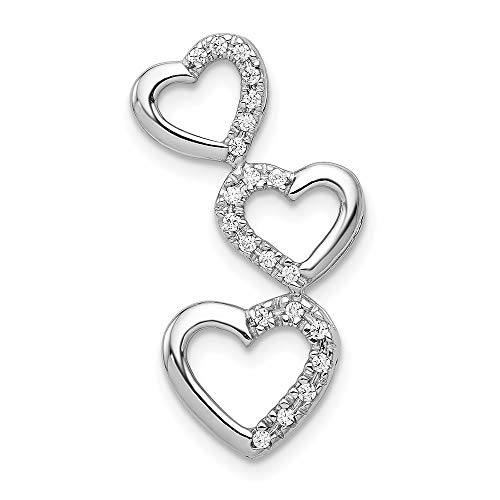 Charm Pendant 14K White Gold Diamond Round 1 10Ct. Triple Heart Chain Slide