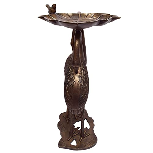 Image of Oakland Living 5608-AB Antique Bronze Cranes & Lily Aluminum Birdbath