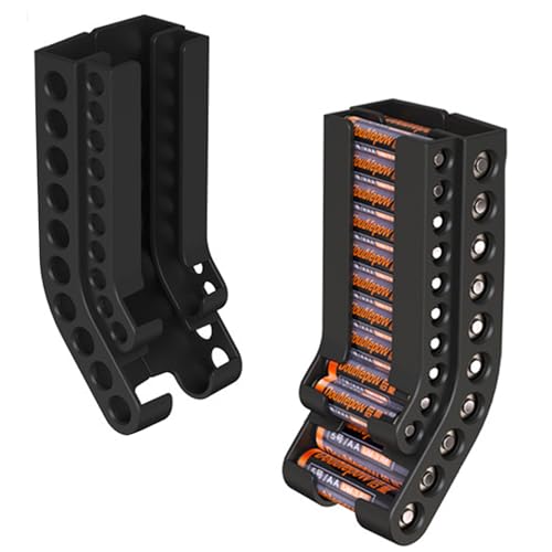 CSENASON 2 Pcs Dry Battery Wall Mount Storage Organizer,Battery Dispenser Holder,Wall Mount Battery Holder Storage Organizer Fit for 10 AAA & 10 AA Batteries (Batteries are Not Included)(Black)