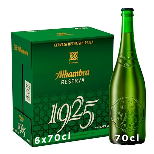 Alhambra Reserva 1925, Pack de 6 Botellas x 70 cl, Cerveza Extra de Fermentación Lenta, 6.4% Alcohol