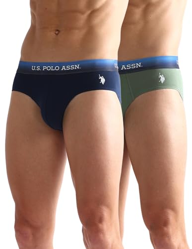 Image of U.S. Polo ASSN. Mens OEB05 Ombre Waistband Solid Underwear Briefs - Pack of 2