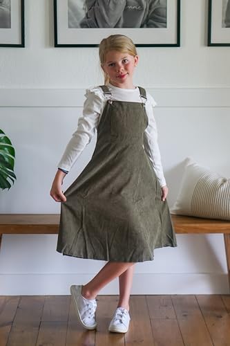 HIHA Little Girls Corduroy Overall Dress Adjustable Strap Suspender Dress Set4