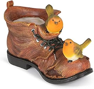 Wrenbury Boot Planter | Robin Garden Ornament Outdoors or Indoors | Place on Patio, Decking or Windowsill | Santa's Boot | Rustic Planter for Yukka, Aloe Vera or Alocasia