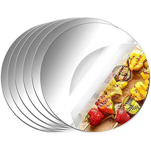 ANECO 6 Pack Acrylic Round Mirrors Non Glass Round Mirror Plate Self Adhesive Round Mirror Wall Sticker Decals for Home Living Room Bedroom Decor, 4 Inches (Thickness 2 mm) Cover
