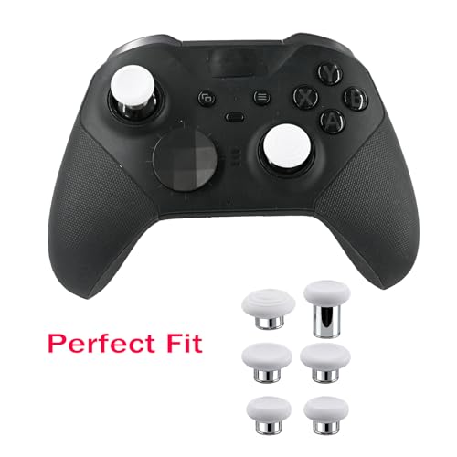 Image of 6 in 1 Metal Thumbsticks Replacement for Xbox Elite Series 2 Controllers, Thumbsticks for Elite Series 2 Core Controllers, Elite Series 2 Controller Replacement Thumbsticks (White)