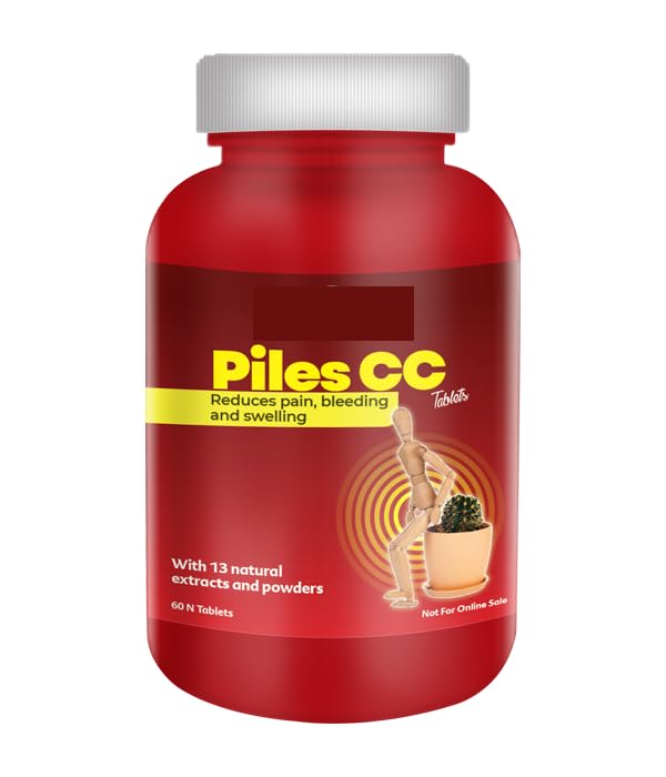 Piles CC Tablets, Reduces Pain Bleeding and Swelling, with 13 Natural Extracts and Powders, 60 Tablets-image-42